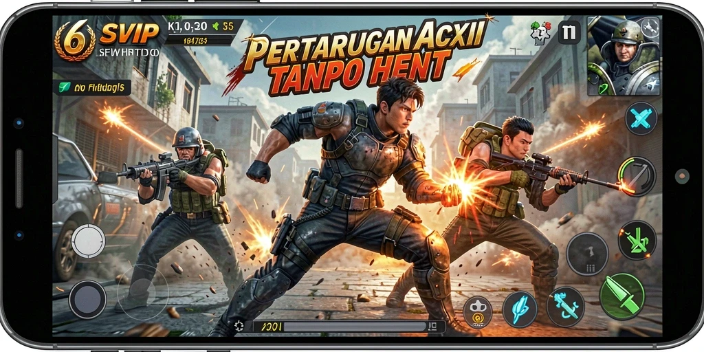 Screenshot gameplay 6SVIP menampilkan aksi pertarungan yang intens.