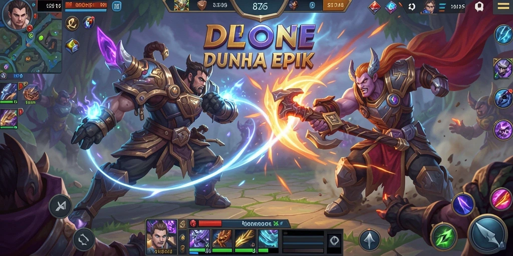 Gameplay dinamis dan seru dalam pertarungan MOBA.