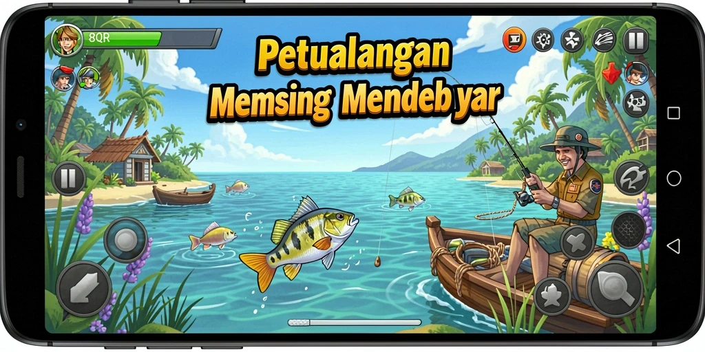 Tampilan gameplay 8QR yang memikat saat memancing.