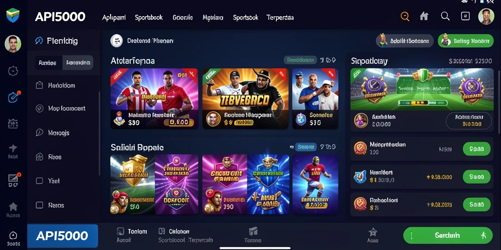 Screenshot utama API5000 yang menampilkan antarmuka taruhan olahraga.