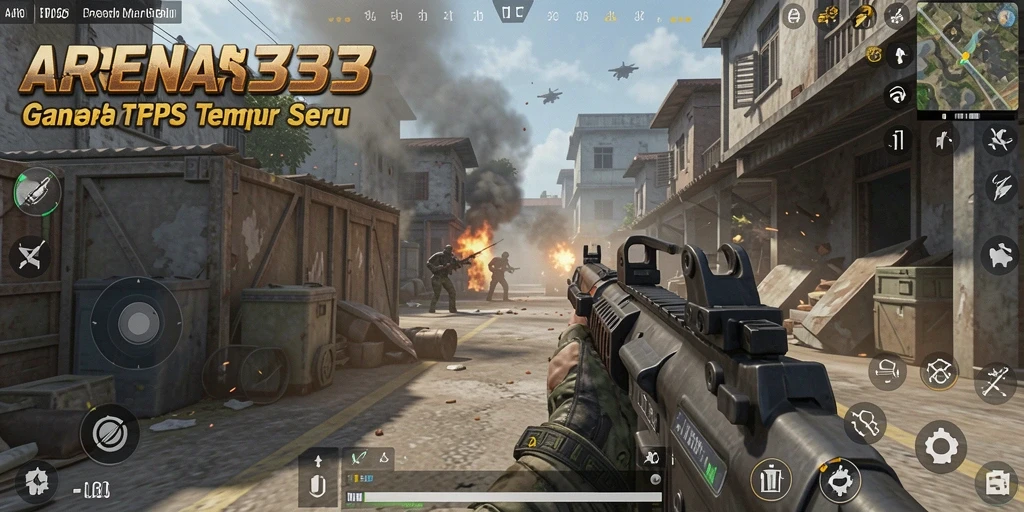 Tampilan grafis menakjubkan dari gameplay <strong>ARENA333</strong> di medan pertempuran.