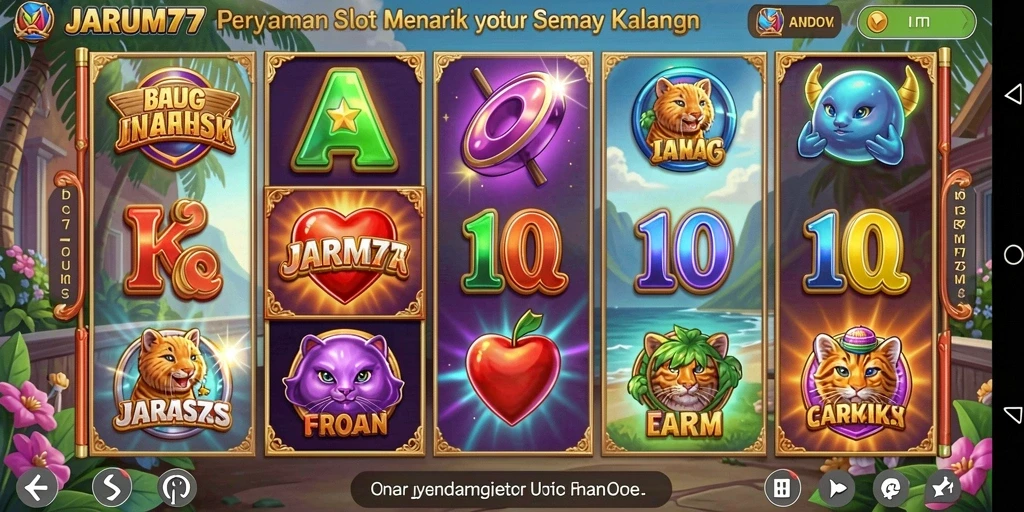 Screenshot utama JARUM77 menampilkan gameplay slot yang seru.