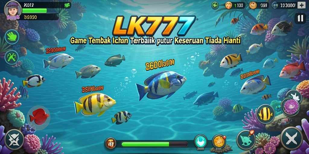 Tampilan gameplay menarik dari LK777 saat menembak ikan.