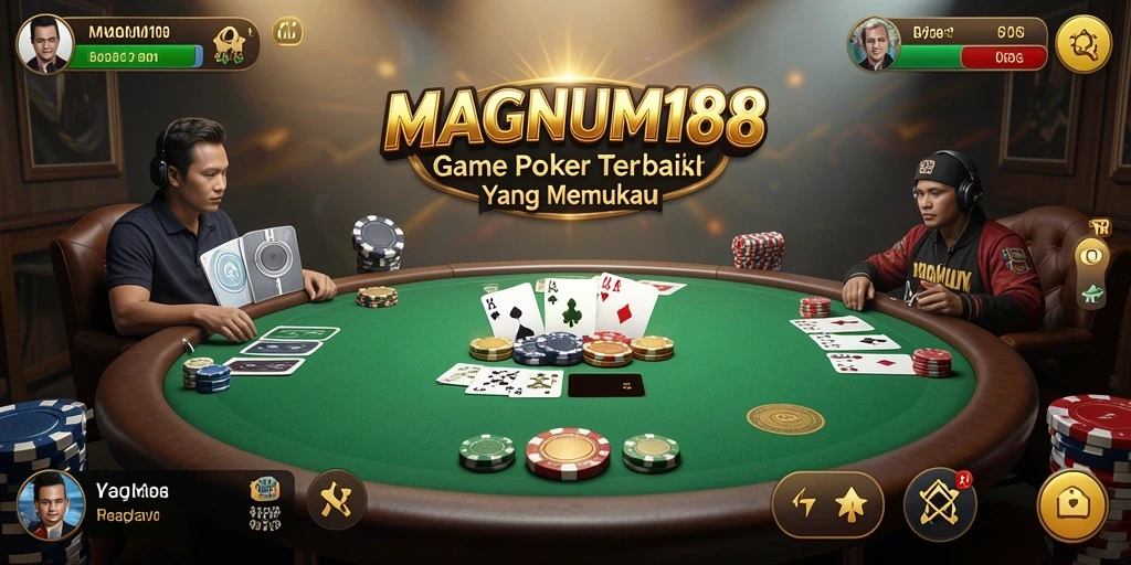 Tampilan gameplay MAGNUM188 menunjukkan lingkungan poker yang seru.