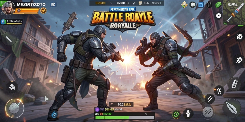 Tangkapan layar gameplay <strong>MESIRTOTO</strong> menampilkan aksi seru dalam Battle Royale.
