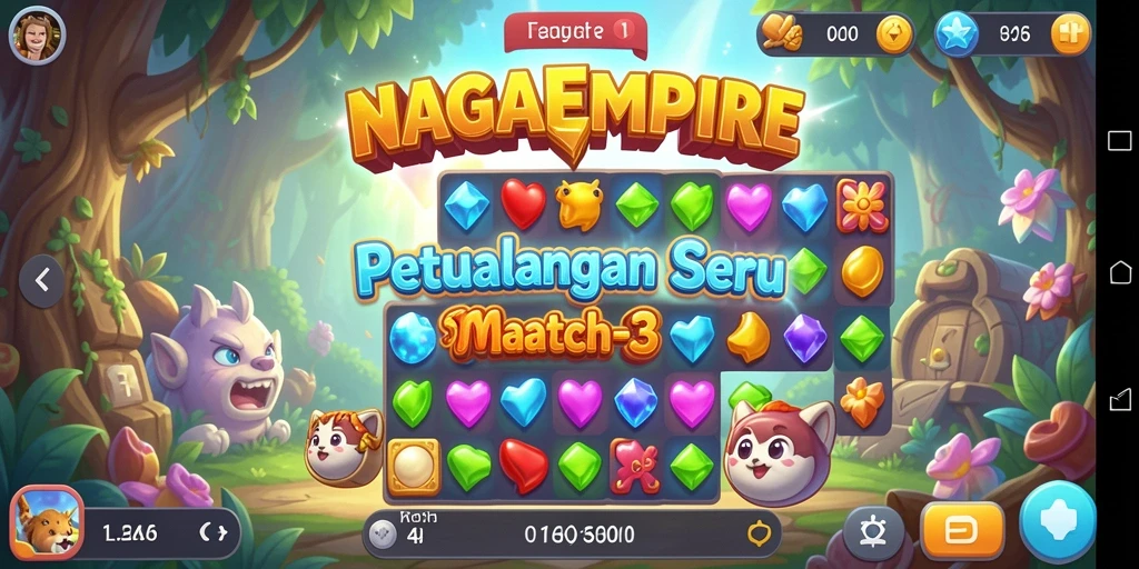 Tampilan gameplay NAGAEMPIRE yang menegangkan di level Match-3.