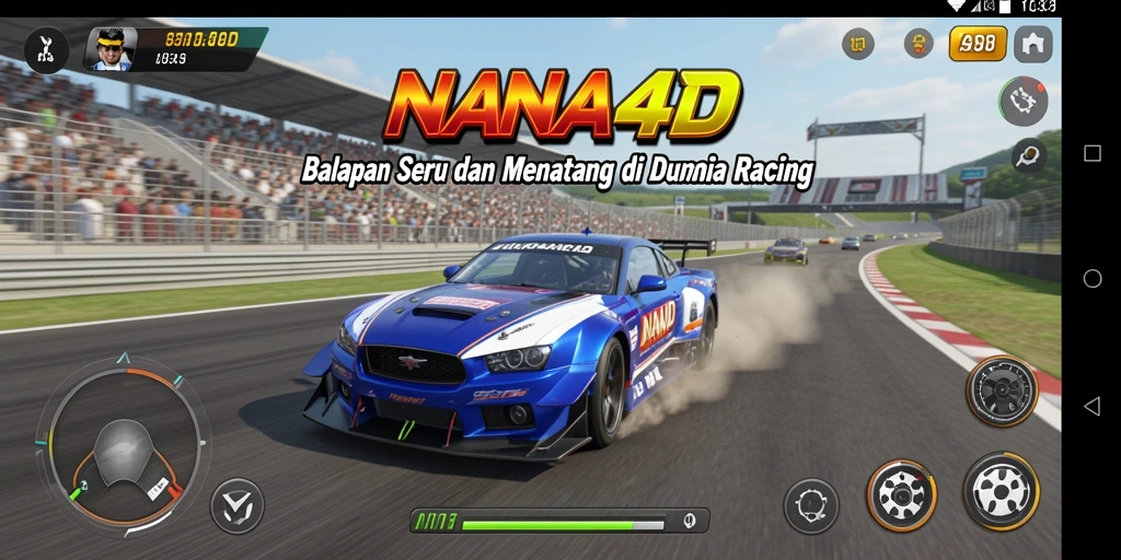 Screenshot dari gameplay NANA4D menampilkan balapan intens dan grafis yang menakjubkan.