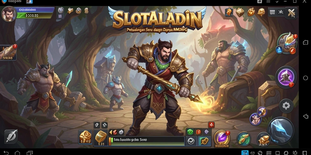 Gameplay SLOTALADIN menunjukkan pertarungan epik antar karakter pemain.