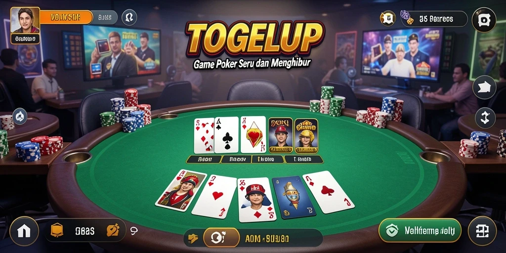 Screenshot gameplay TOGELUP menampilkan suasana bermain Poker yang seru dan interaktif.
