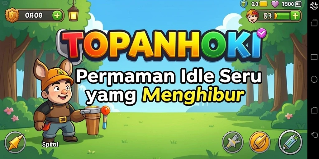 Tangkapan layar utama TOPANHOKI menampilkan gameplay santai yang menarik.