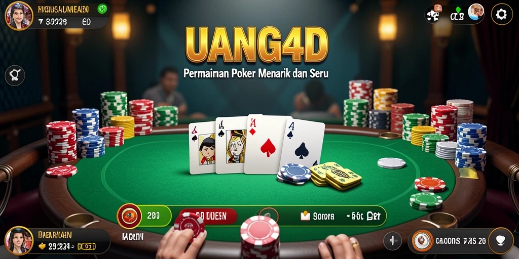 Tampilan gameplay poker yang menarik dan interaktif di UANG4D.