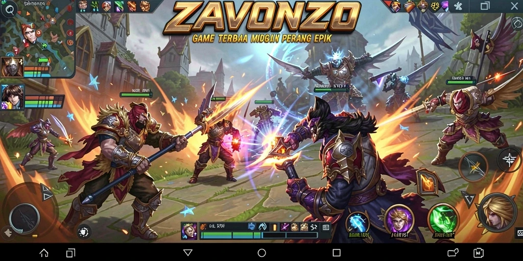 Gameplay seru dalam ZAVONZO dengan strategi tim yang intens.